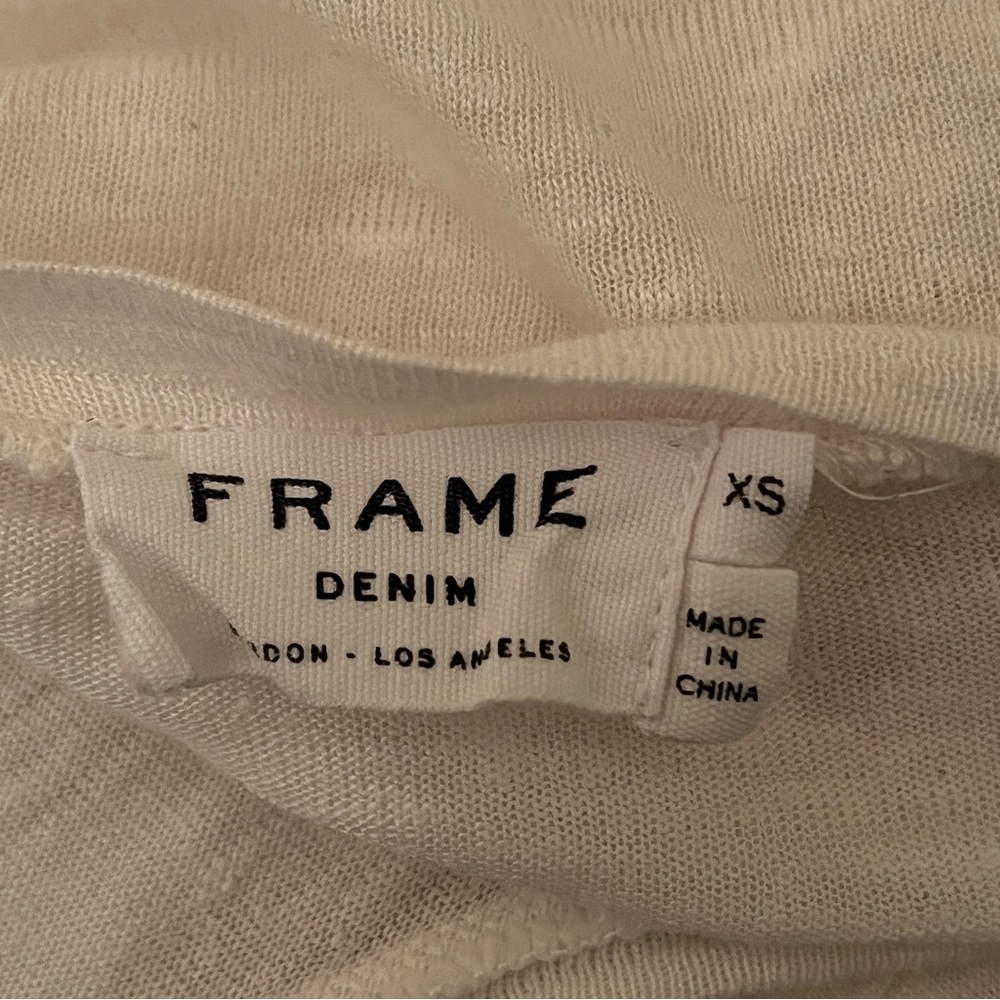 FRAME Denim White Bell-Sleeve Linen Top - Picture 5 of 7